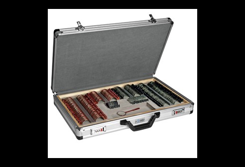 Boîte d’essai avec 260 verres de mesure avec cerclage en métal et raitement antirefl et