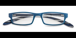 Lunettes en plastique avec branches 'Neckholder' rayée bleu-noir