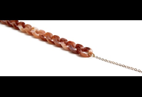 Brilketting acryl koraal/rose goud 2 stuks