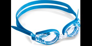 Zwembril kinder compleet gemonteerd met planglazen, blauw