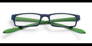 Leesbril kunststof montuur met 'neckholder' veren - Blauw/Groen