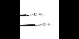 Brilketting slang met karabijnsluiting zwart, 3 stuks