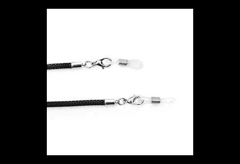 Brilketting slang met karabijnsluiting zwart, 3 stuks