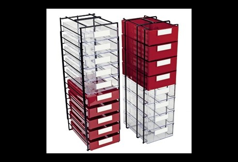 Metalen drager voor werkbakken middelgrote uitvoering, voor 10 werkbakken nr 1456 . .