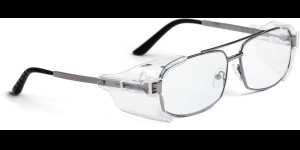 Veiligheidsbril metaal met dubbele brug en zijkleppen gun