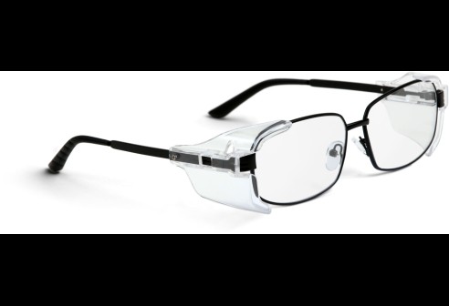 Veiligheidsbril metaal met zijkleppen matzwart