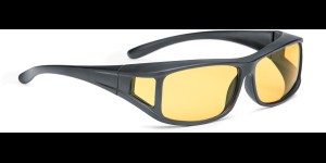 Overzetzonnebril zwart met gele nightview glazen